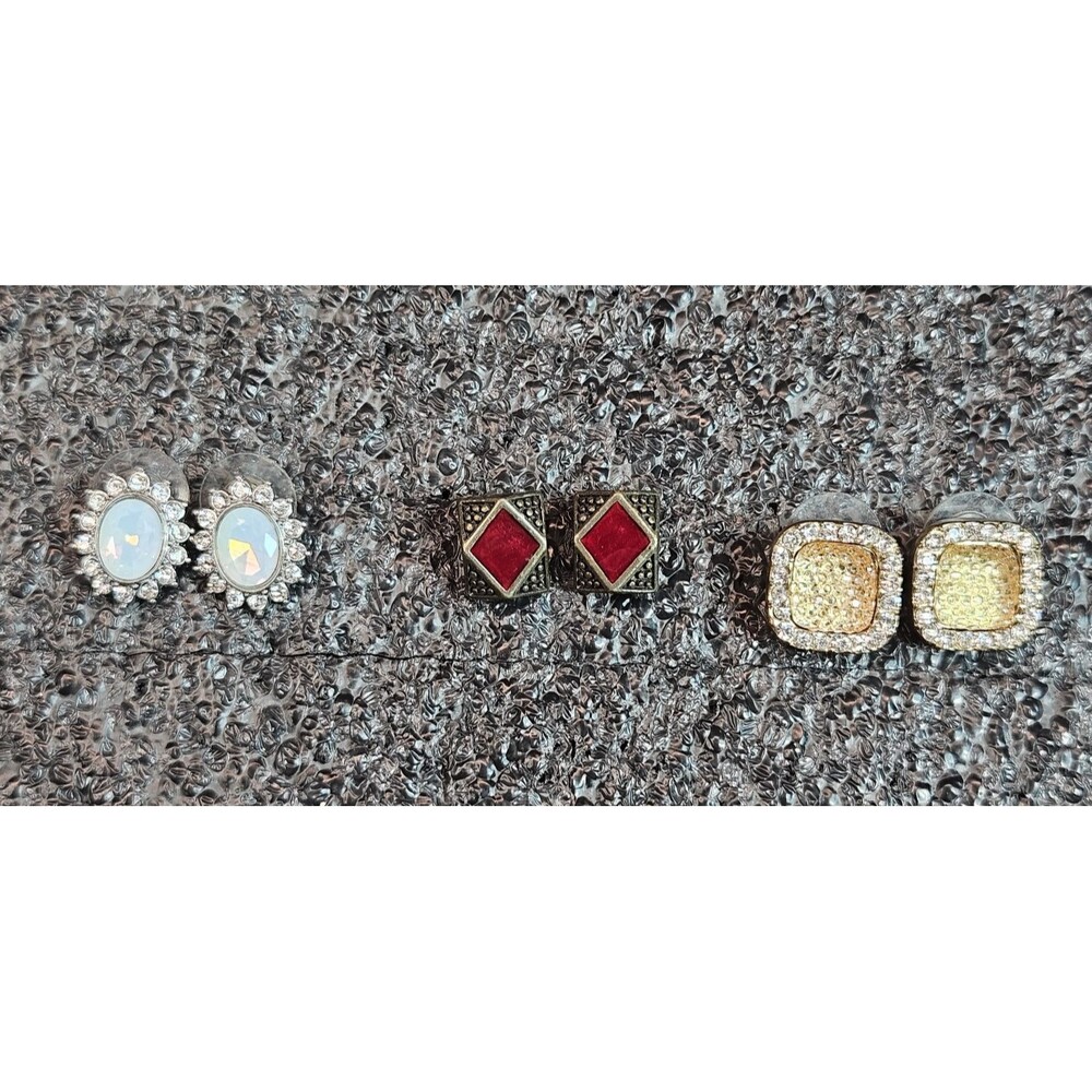 Set of 3 Various Colorful Fashion Earrings Stud Style (read)